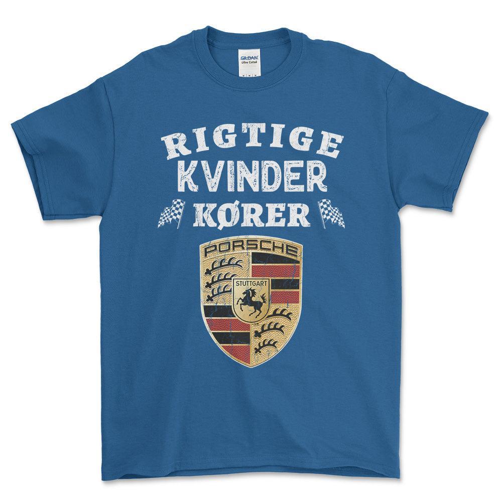 Porsche Rigtige Kvinder Kører - Unisex T-Shirt , Bomuld-Beklædning-Porsche-Blå Royal-S-Forside-Garage Culture Shop- garage - man cave - merchandise