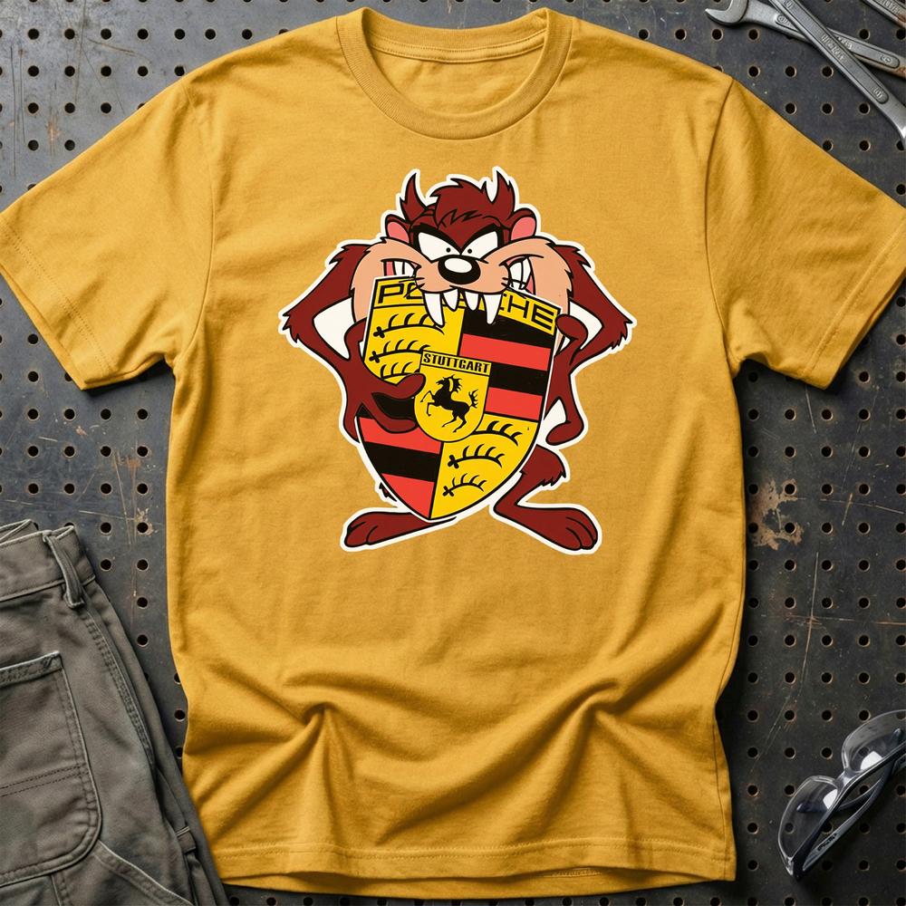 Porsche TAZ Unisex T-Shirt , Bomuld-Beklædning-Porsche-Guld-S-Garage Culture Shop- garage - man cave - merchandise