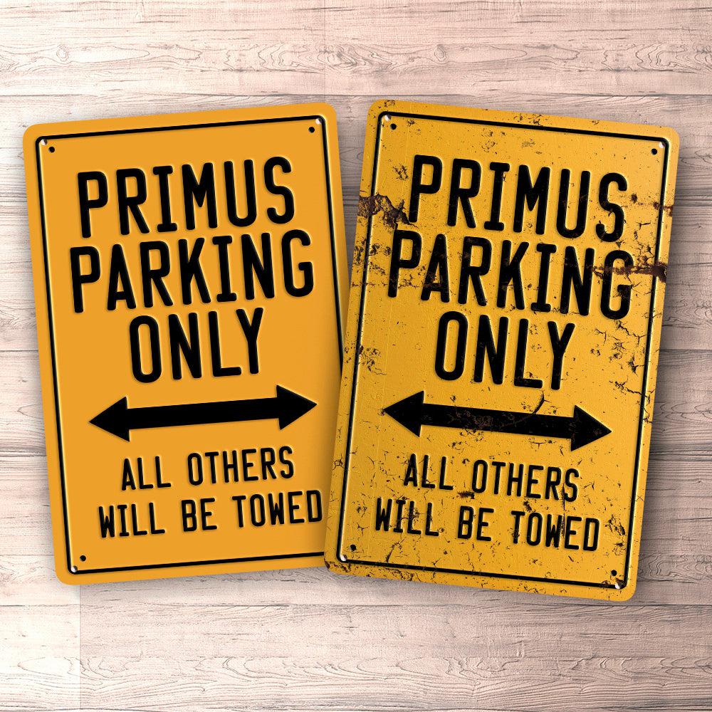 Primus Parking Only Skilte, Musemåtte, Dørmåtte , Plakat-Parking skilte-Primus-Garage Culture Shop- garage - man cave - merchandise