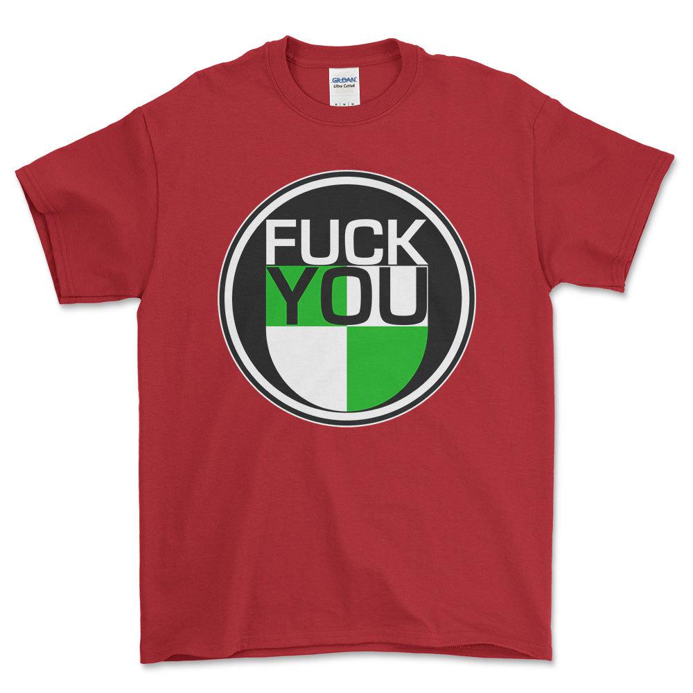 Puch Fuck You Unisex T-Shirt , Bomuld-Beklædning-Puch-Rød-S-Forside-Garage Culture Shop- garage - man cave - merchandise