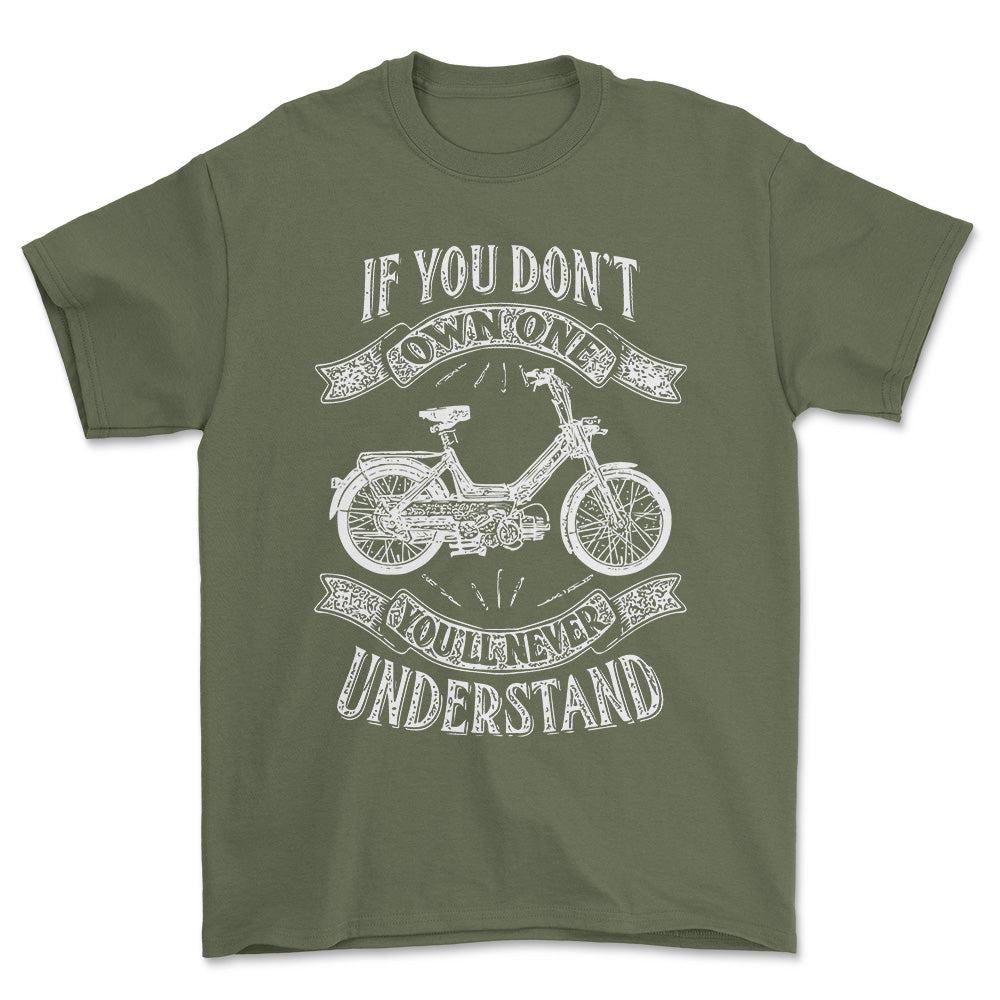 Puch - If You Dont Own One Puch Maxi-1 P Youll Never Understand Unisex T-Shirt , Bomuld-Beklædning-Puch-Grøn Militær-S-Forside-Garage Culture Shop- garage - man cave - merchandise