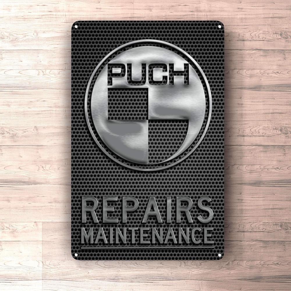 Puch Repairs Maintenance Skilte, Musemåtte, Dørmåtte-Skilte-Puch-Garage Culture Shop- garage - man cave - merchandise