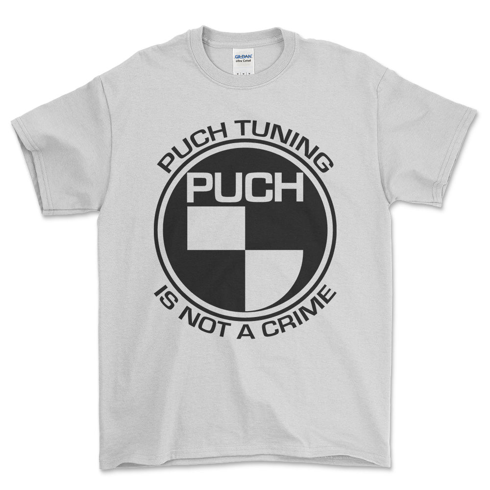 Puch Tuning Is Not A Crime Unisex T-Shirt , Bomuld-Beklædning-Puch-Hvid-S-Forside-Garage Culture Shop- garage - man cave - merchandise