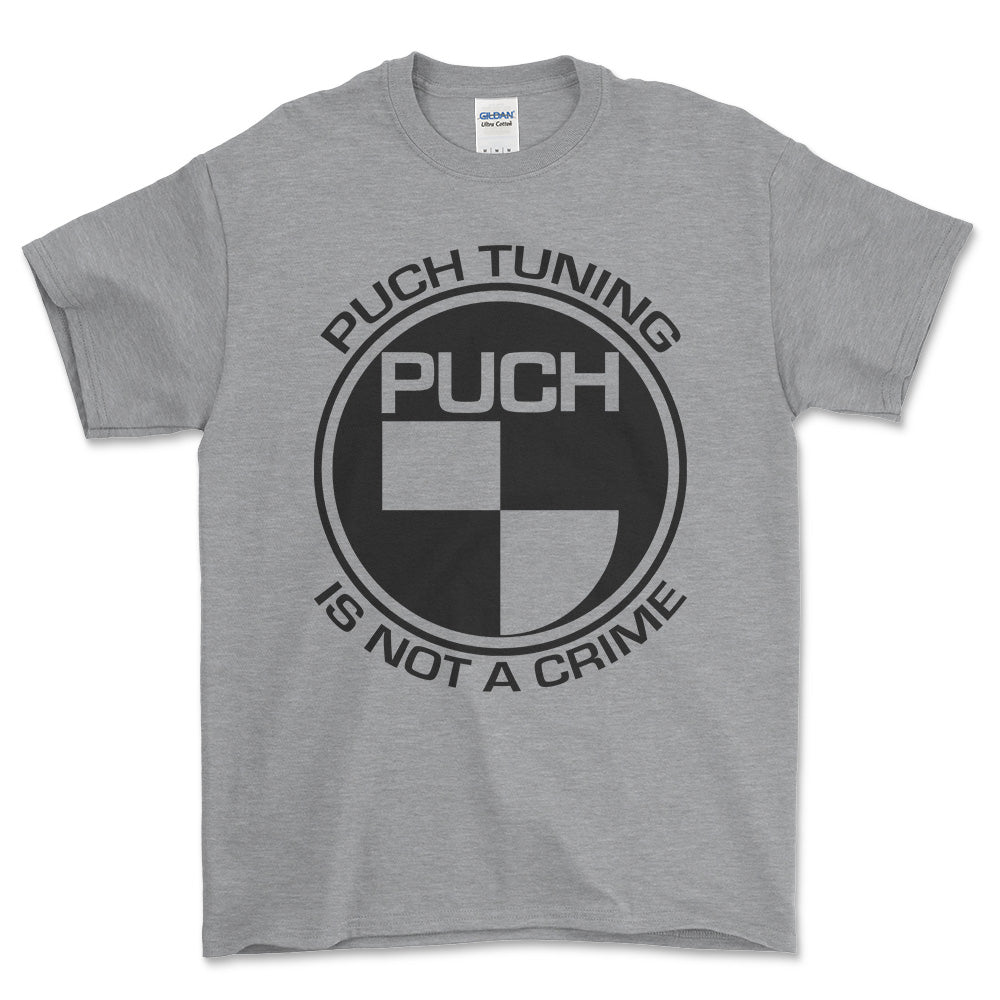 Puch Tuning Is Not A Crime Unisex T-Shirt , Bomuld-Beklædning-Puch-Grå Sport-S-Forside-Garage Culture Shop- garage - man cave - merchandise