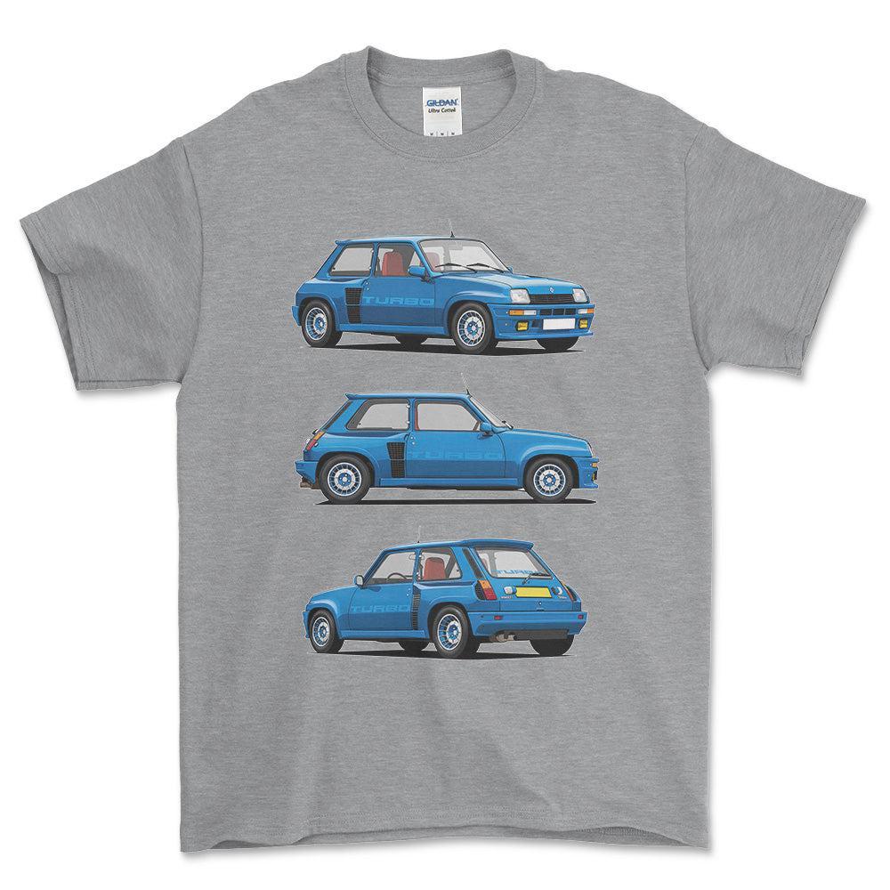 Renault 5 Turbo 1 - One Line Style Unisex T-Shirt-Beklædning-Renault-Grå Sport-S-Forside-Garage Culture Shop- garage - man cave - merchandise