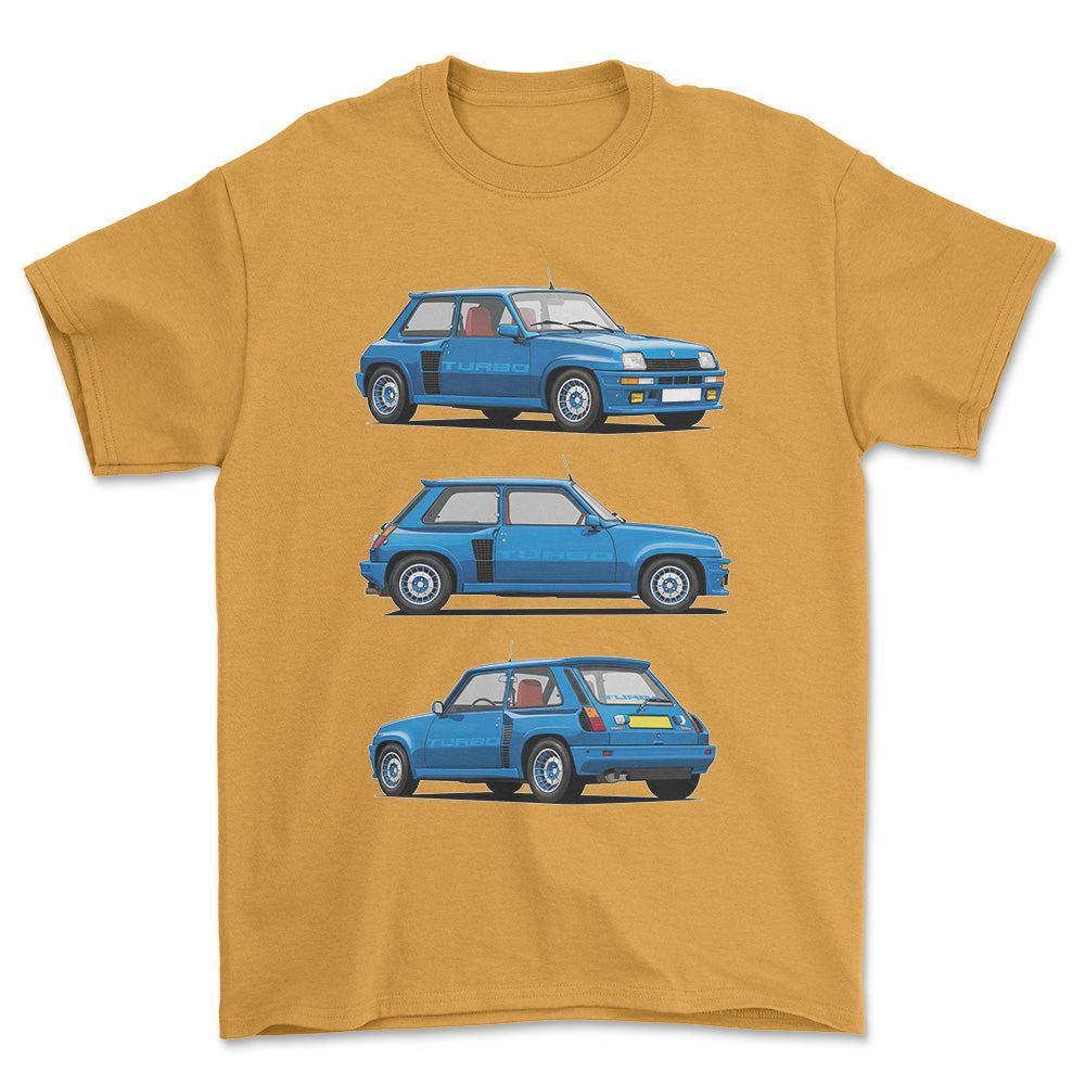 Renault 5 Turbo 1 - One Line Style Unisex T-Shirt-Beklædning-Renault-Guld-S-Forside-Garage Culture Shop- garage - man cave - merchandise