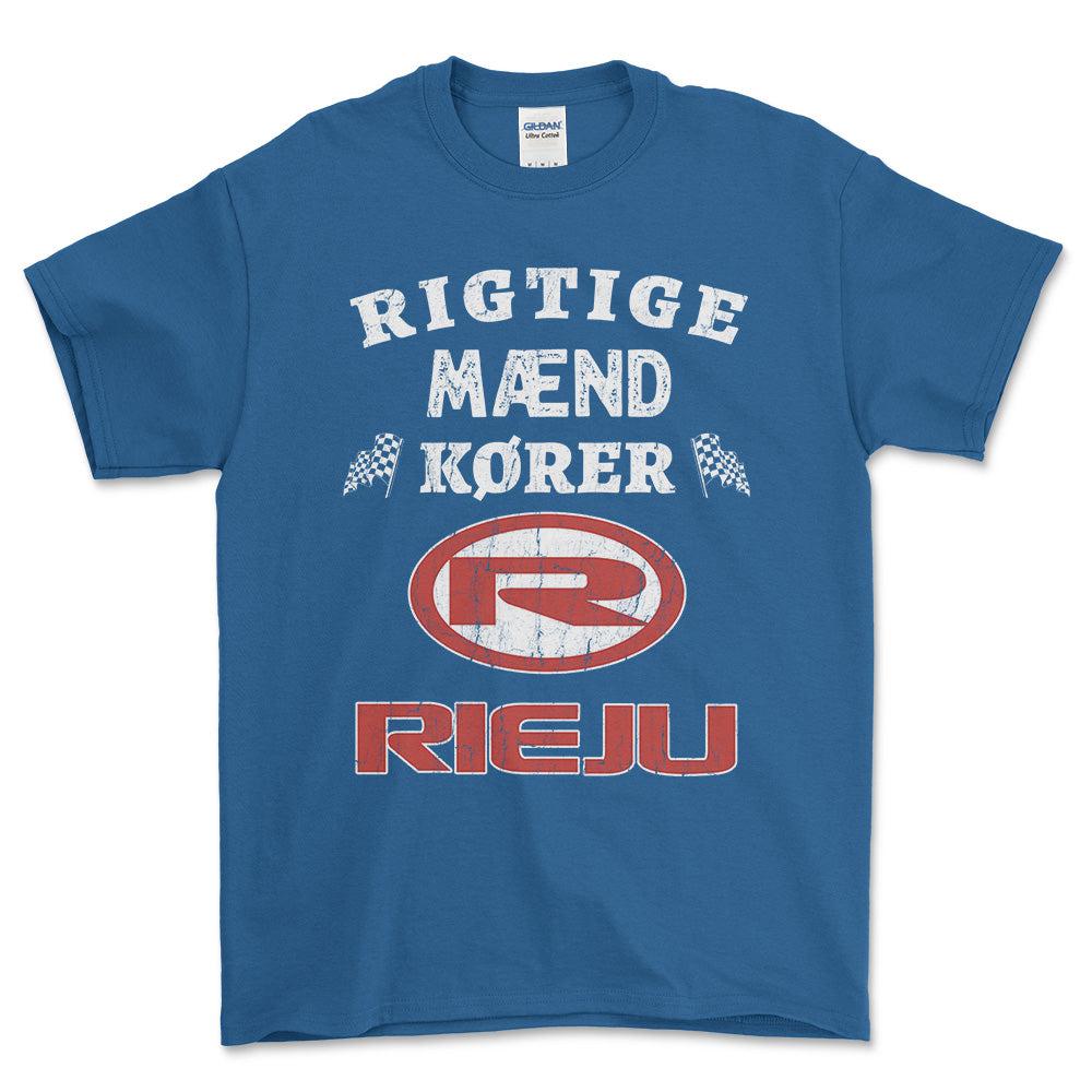 Rieju Rigtige Mænd Kører - Unisex T-Shirt , Bomuld-Beklædning-Rieju-Blå Royal-S-Forside-Garage Culture Shop- garage - man cave - merchandise