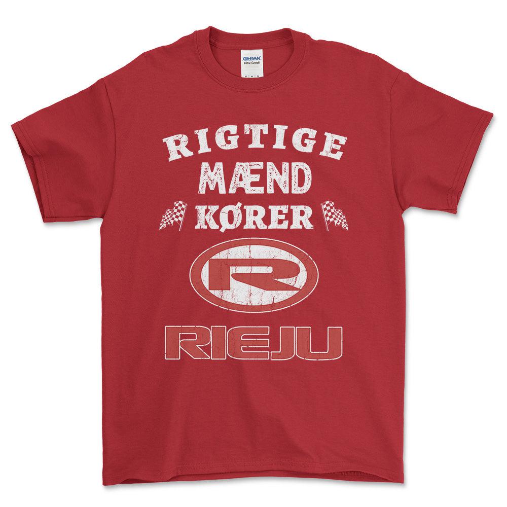 Rieju Rigtige Mænd Kører - Unisex T-Shirt , Bomuld-Beklædning-Rieju-Rød-S-Forside-Garage Culture Shop- garage - man cave - merchandise