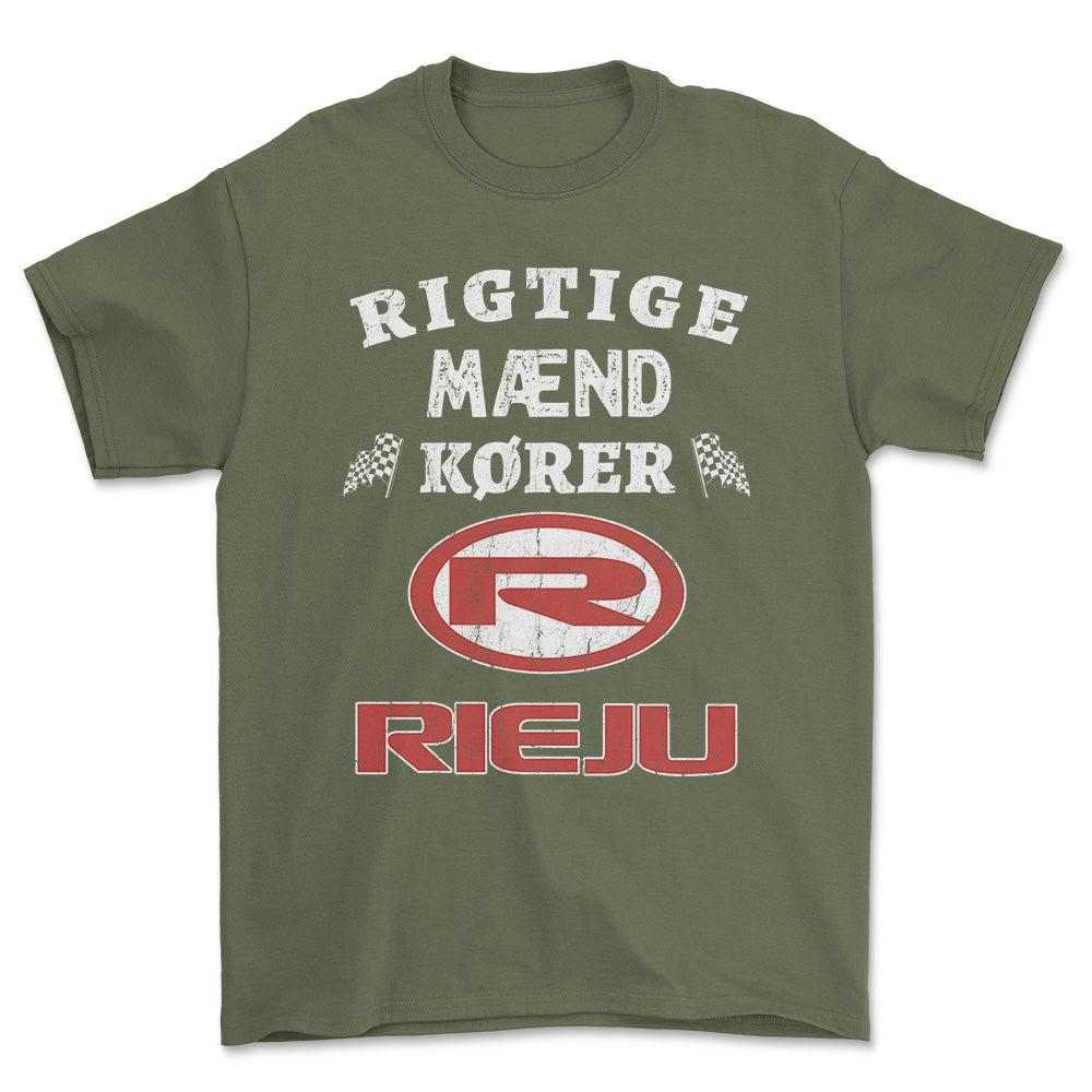 Rieju Rigtige Mænd Kører - Unisex T-Shirt , Bomuld-Beklædning-Rieju-Grøn Militær-S-Forside-Garage Culture Shop- garage - man cave - merchandise