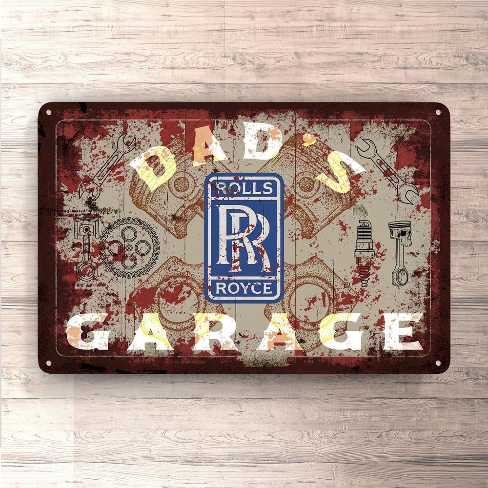Rolls Royce Dads Garage Vintage Skilte, Musemåtte, Dørmåtte , Plakat-Skilte-Rolls Royce-Garage Culture Shop- garage - man cave - merchandise
