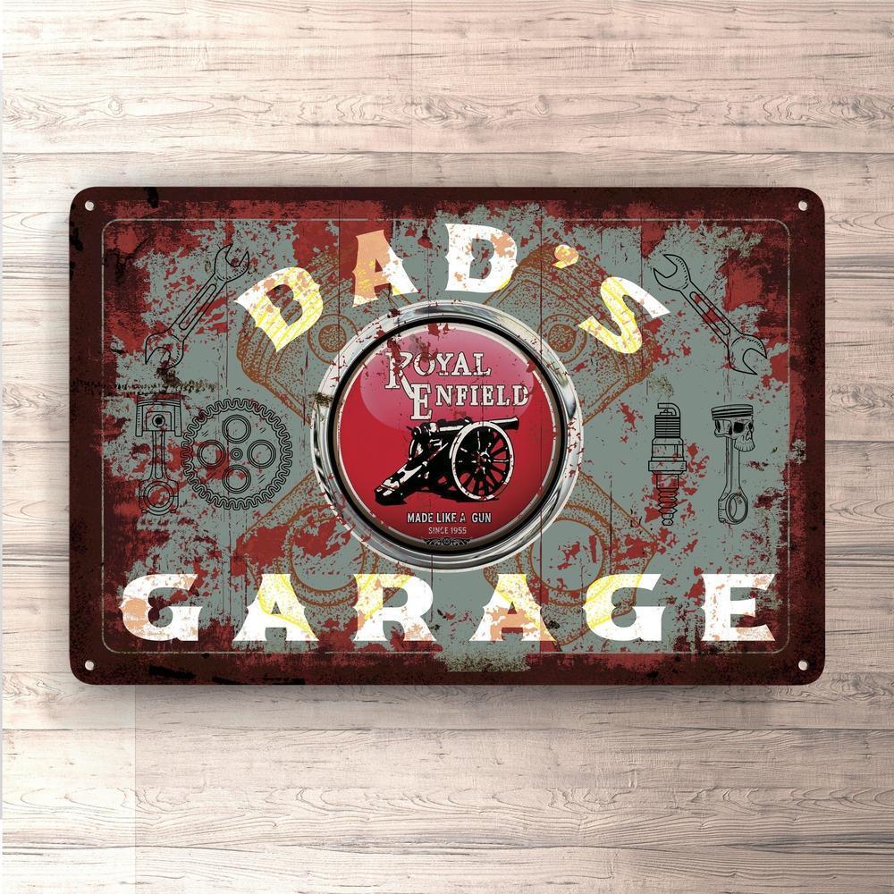 Royal Enfield Dads Garage Vintage Skilte, Musemåtte, Dørmåtte-Skilte-Royal Enfield-Garage Culture Shop- garage - man cave - merchandise