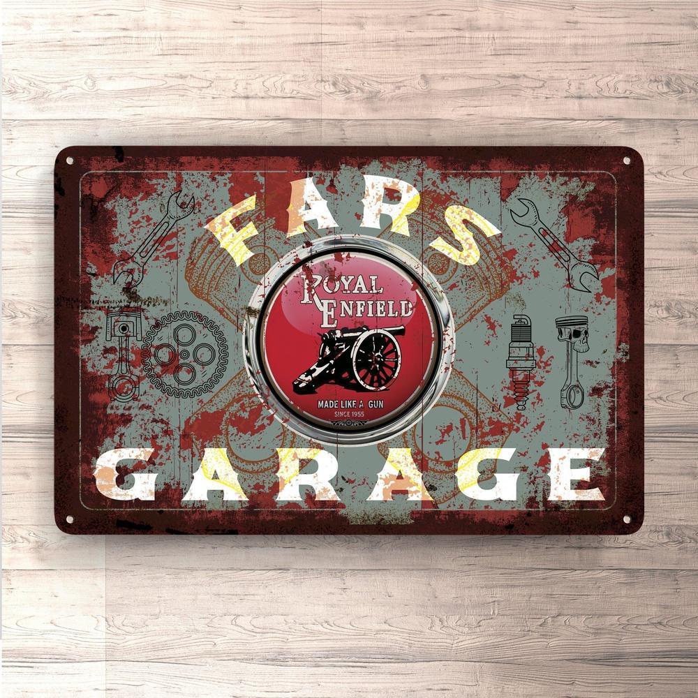 Royal Enfield Fars Garage Vintage Skilte, Musemåtte, Dørmåtte-Skilte-Royal Enfield-Garage Culture Shop- garage - man cave - merchandise