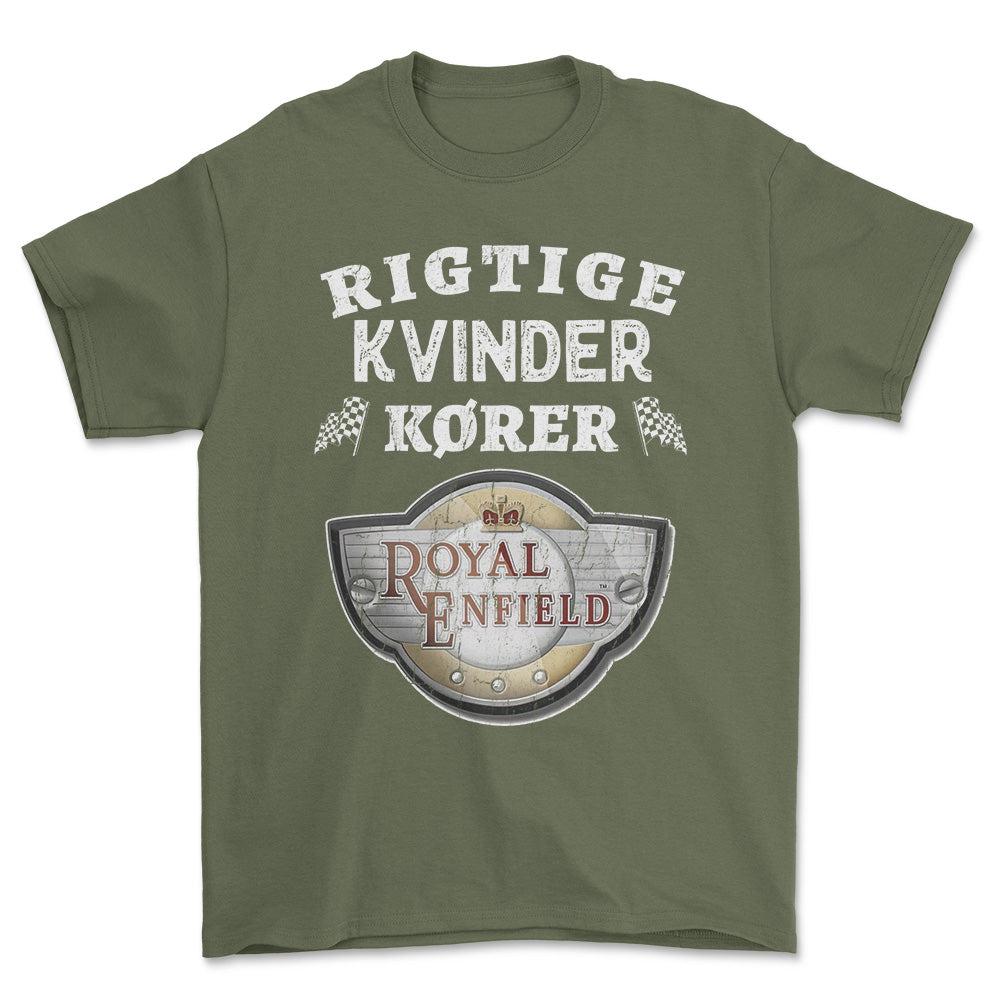 Royal Enfield Rigtige Kvinder Kører - Unisex T-Shirt , Bomuld-Beklædning-Royal Enfield-Garage Culture Shop- garage - man cave - merchandise
