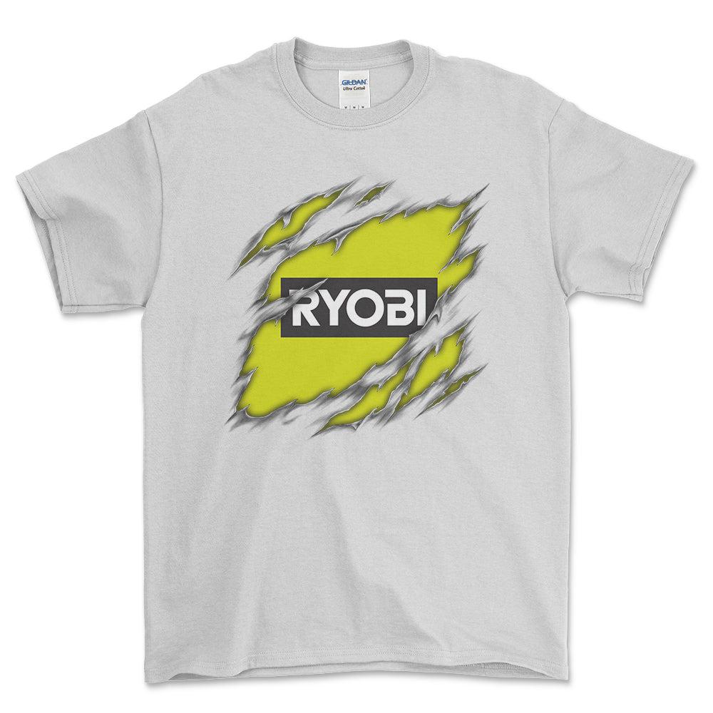 Ryobi Ripped Unisex T-Shirt , Bomuld-Beklædning-Tools-Hvid-S-Forside-Garage Culture Shop- garage - man cave - merchandise