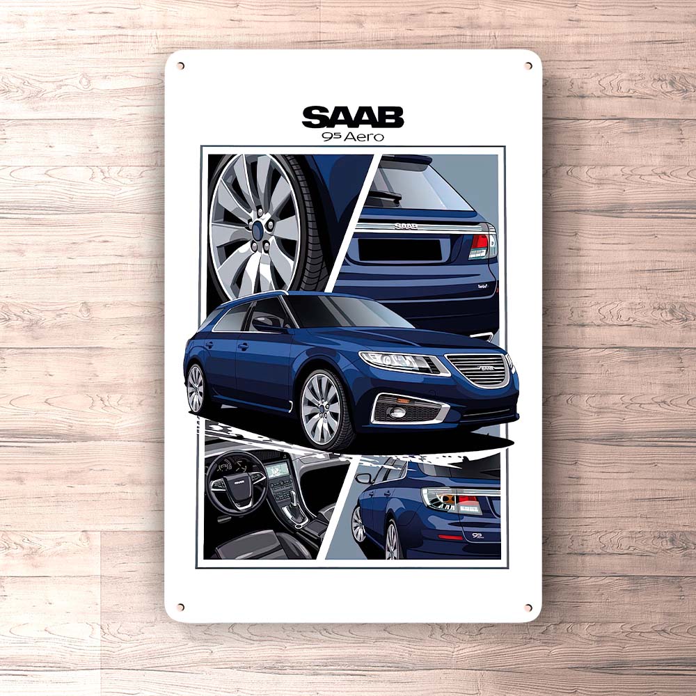 Saab 95 Aero Skilte, Musemåtte, Dørmåtte , Plakat-Skilte-Saab-Garage Culture Shop- garage - man cave - merchandise