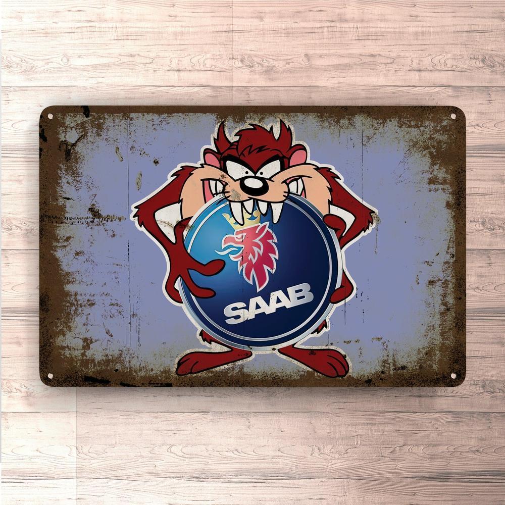 Saab Taz Vintage Skilte, Musemåtte, Dørmåtte-Skilte-Saab-Garage Culture Shop- garage - man cave - merchandise