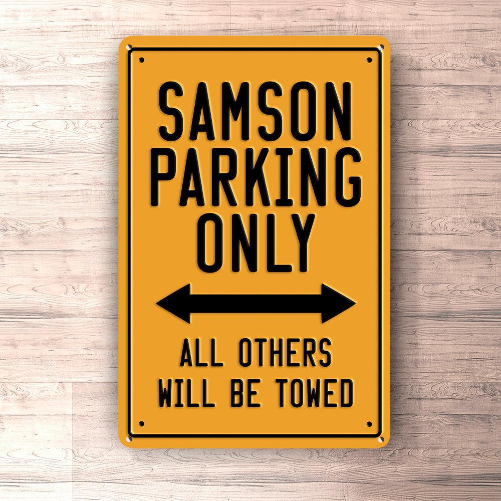 Samson Parking Only Skilte, Musemåtte, Dørmåtte , Plakat-Parking skilte-Samson-Garage Culture Shop- garage - man cave - merchandise