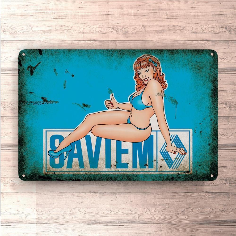 Saviem Pin-Up Vintage Skilte, Musemåtte, Dørmåtte-Skilte-Saviem-Garage Culture Shop- garage - man cave - merchandise