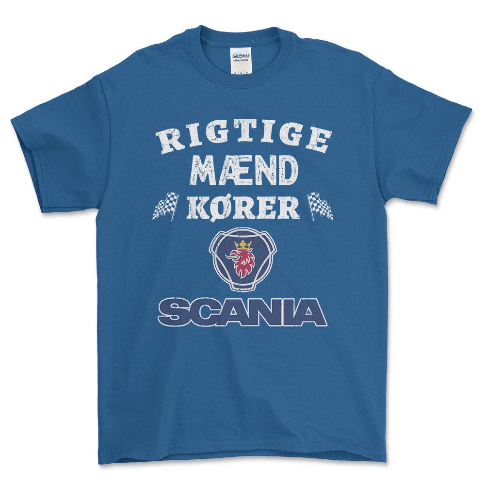 Scania Rigtige Mænd Kører - Unisex T-Shirt , Bomuld-Beklædning-Scania-Blå Royal-S-Forside-Garage Culture Shop- garage - man cave - merchandise