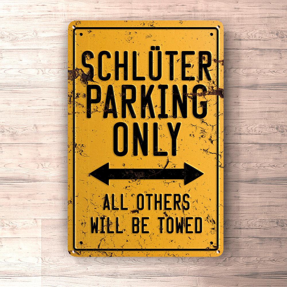 Schlüter Parking Only Skilte, Musemåtte, Dørmåtte-Parking skilte-Schlüter-Garage Culture Shop- garage - man cave - merchandise