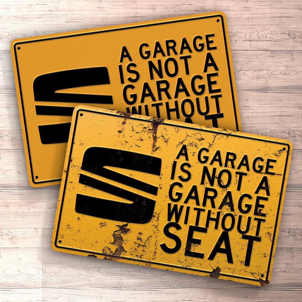 Seat A Garage Is Not A Garage Without Seat Skilte, Musemåtte, Dørmåtte , Plakat-Skilte-Seat-Garage Culture Shop- garage - man cave - merchandise