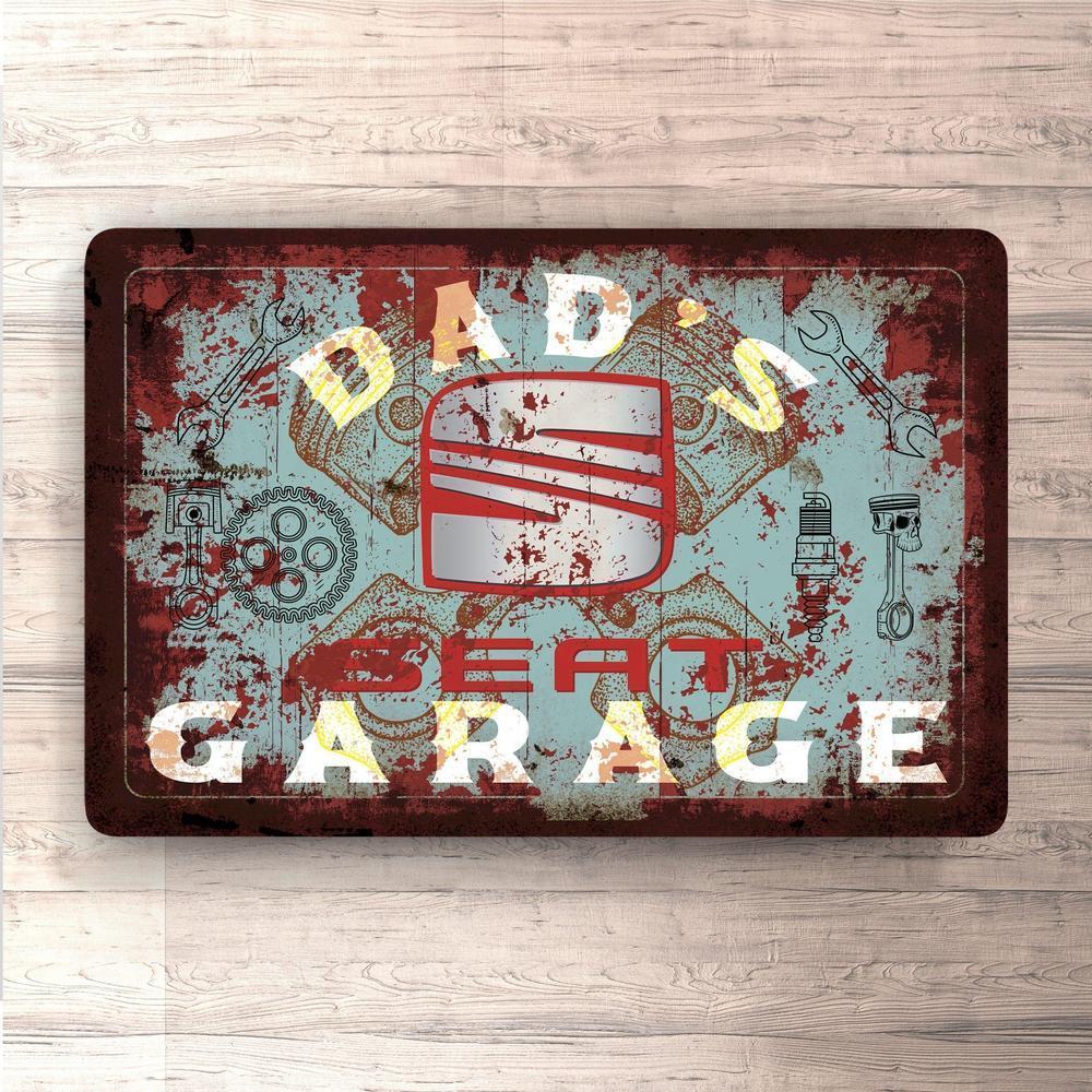 Seat Dads Garage Vintage Skilte, Musemåtte, Dørmåtte , Plakat-Skilte-Seat-Garage Culture Shop- garage - man cave - merchandise