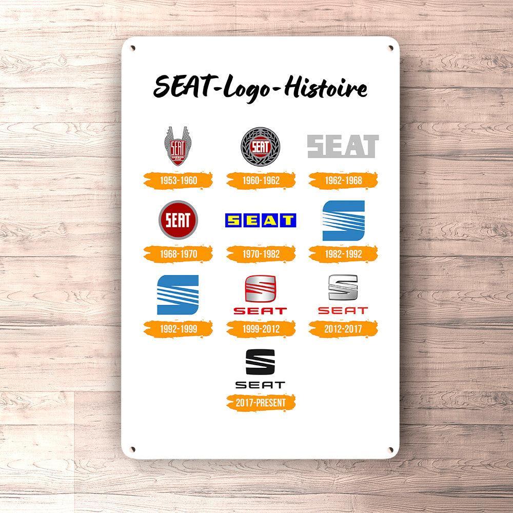Seat Logo Histoire Skilte, Musemåtte, Dørmåtte , Plakat-Skilte-Seat-Garage Culture Shop- garage - man cave - merchandise