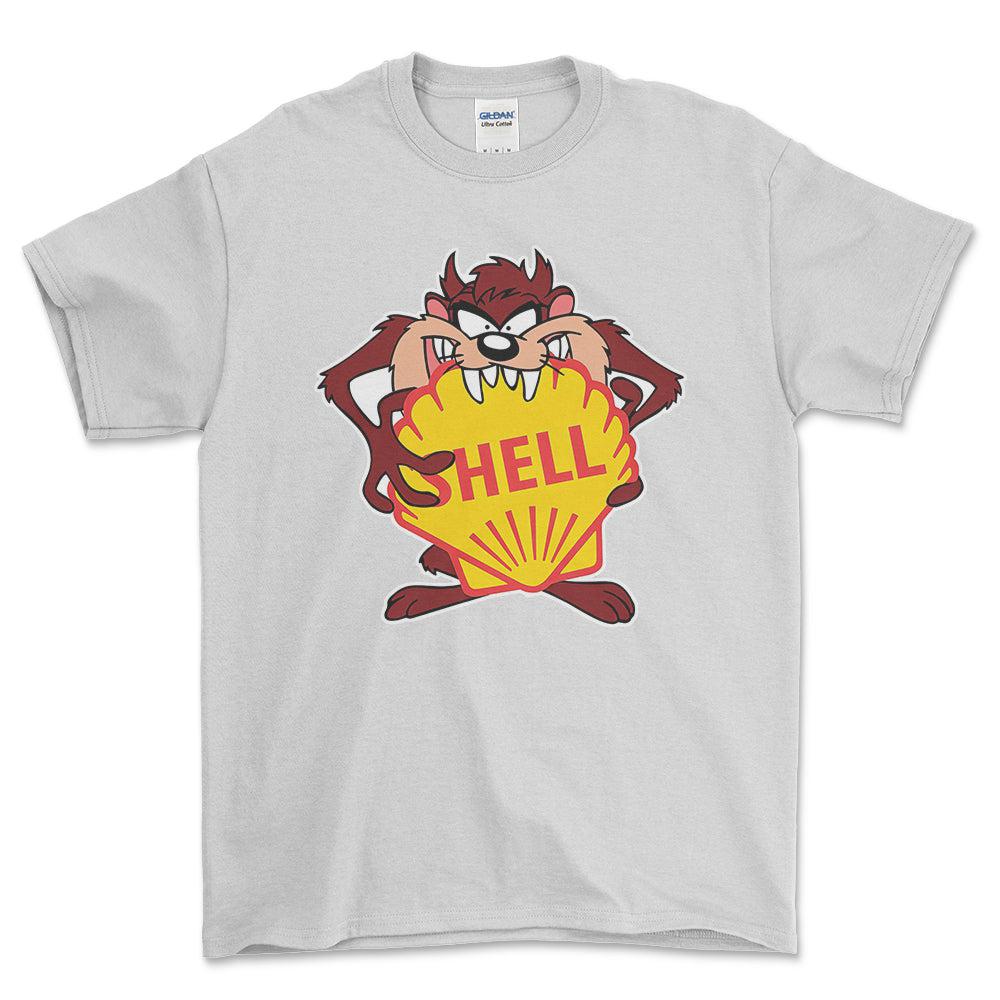 Shell TAZ Unisex T-Shirt , Bomuld-Beklædning-Motoroil-Hvid-S-Forside-Garage Culture Shop- garage - man cave - merchandise