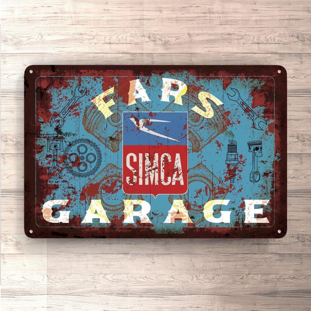 Simca Fars Garage Vintage Skilte, Musemåtte, Dørmåtte-Skilte-Simca-Garage Culture Shop- garage - man cave - merchandise