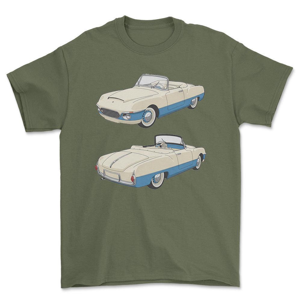 Skoda 440 Spartak Roadster - One Line Style Unisex T-Shirt-Beklædning-Skoda-Grøn Militær-S-Forside-Garage Culture Shop- garage - man cave - merchandise