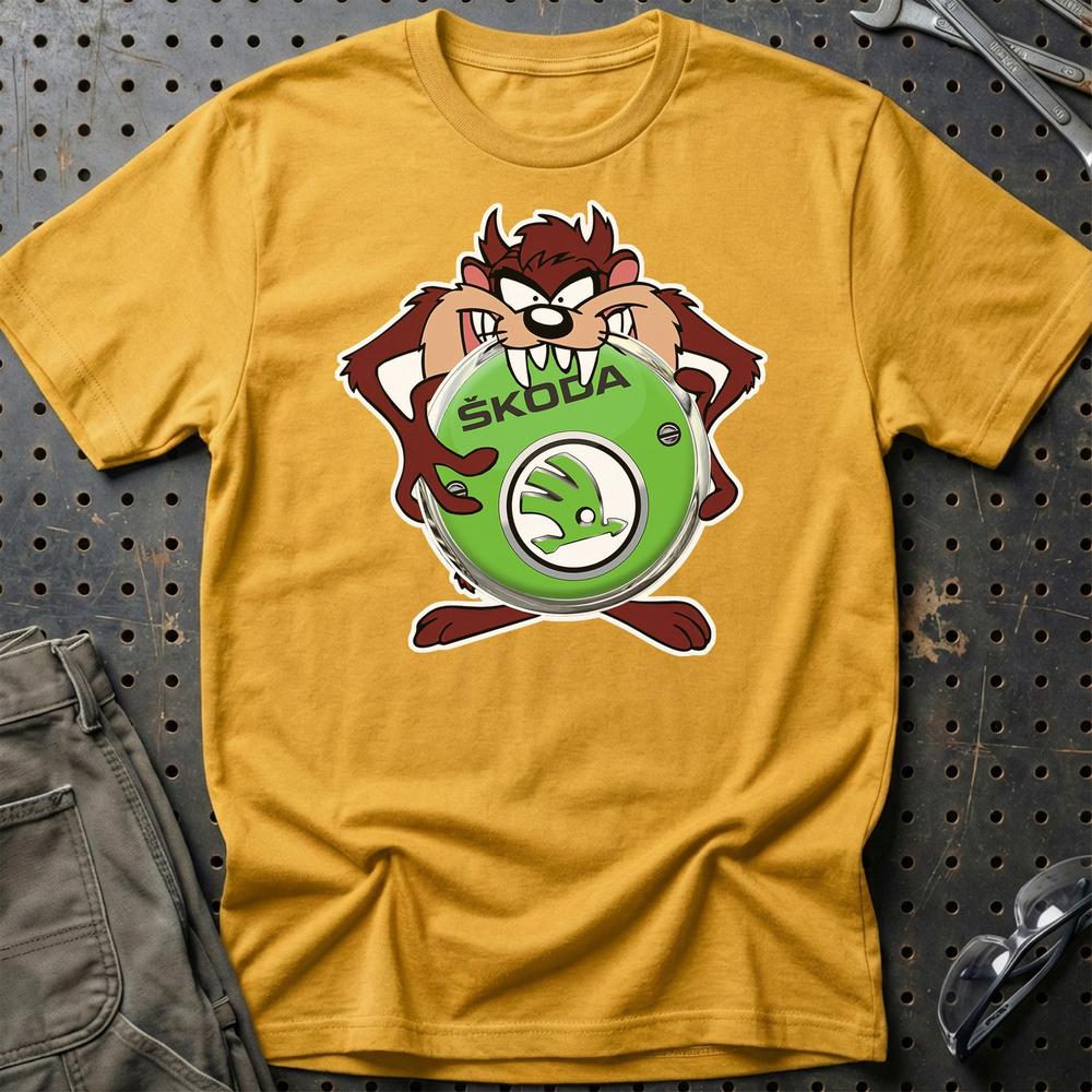 Skoda TAZ Unisex T-Shirt , Bomuld-Beklædning-Skoda-Guld-S-Garage Culture Shop- garage - man cave - merchandise