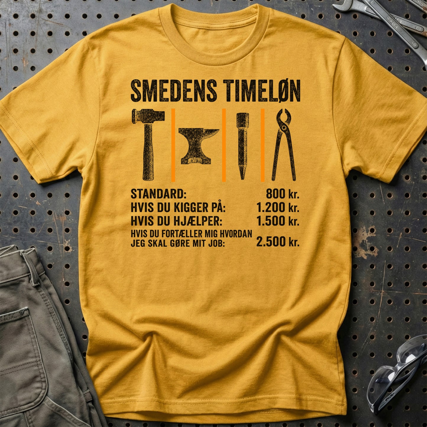 Smedens Timeløn - Unisex T-Shirt , Bomuld