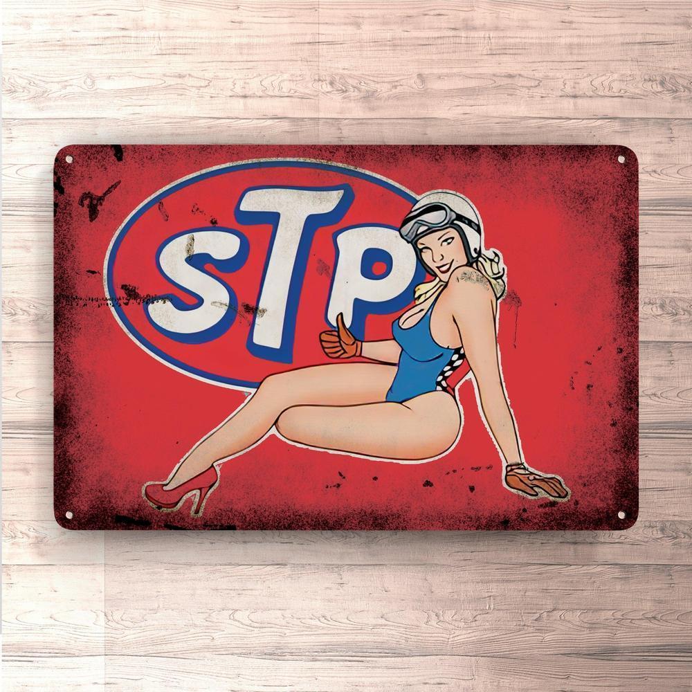 Stp Pin-Up Vintage Skilte, Musemåtte, Dørmåtte-Skilte-Motorolie-Garage Culture Shop- garage - man cave - merchandise