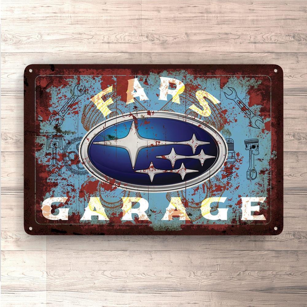 Subaru Fars Garage Vintage Skilte, Musemåtte, Dørmåtte , Plakat-Skilte-Subaru-Garage Culture Shop- garage - man cave - merchandise