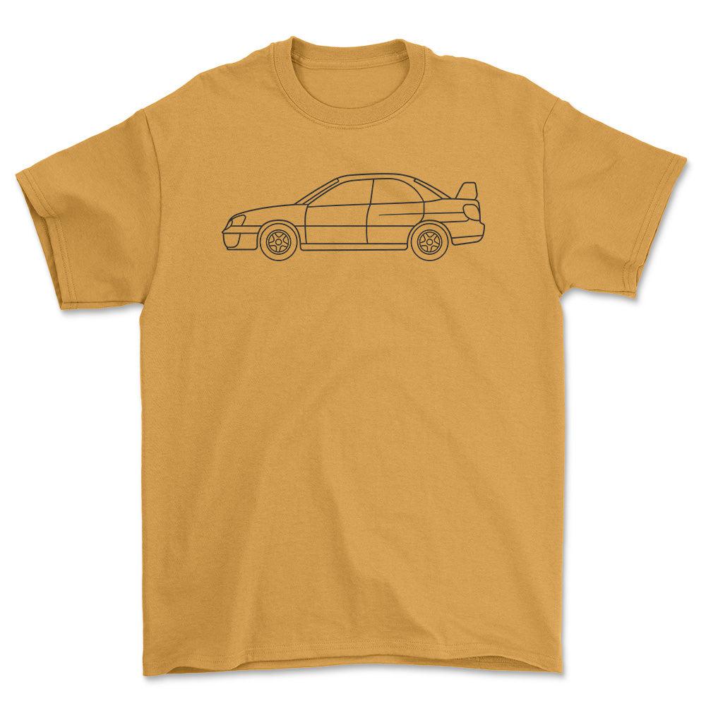 Subaru Impreza WRX STi 2004 Outline - Unisex T-Shirt , Bomuld-Beklædning-Subaru-Garage Culture Shop- garage - man cave - merchandise