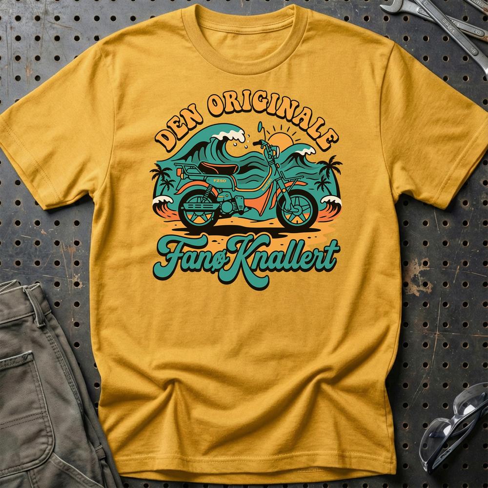 Suzuki FZ50 Den Originale Fanø Knallert - Unisex T-Shirt-Beklædning-Suzuki-Guld-S-Garage Culture Shop- garage - man cave - merchandise
