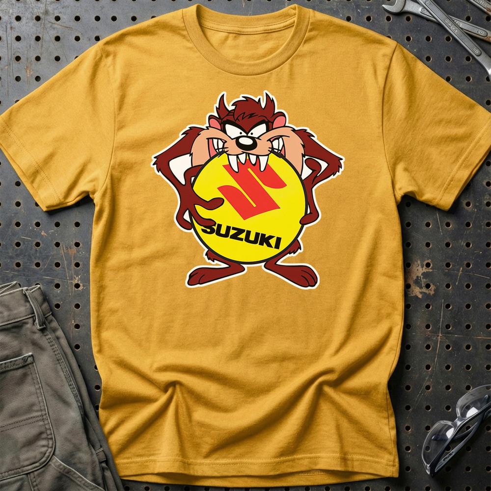 Suzuki TAZ Unisex T-Shirt , Bomuld-Beklædning-Suzuki-Guld-S-Garage Culture Shop- garage - man cave - merchandise