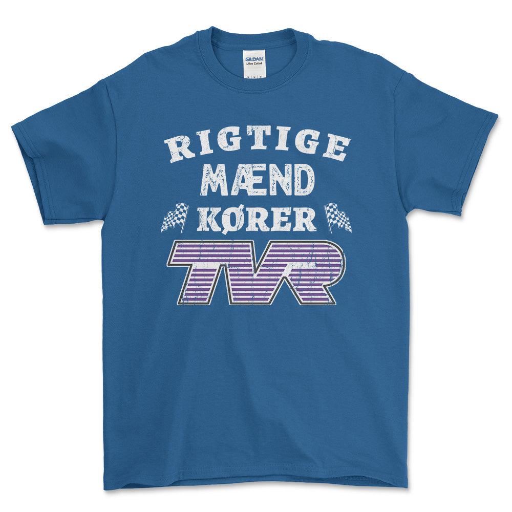 TVR Rigtige Mænd Kører - Unisex T-Shirt , Bomuld-Beklædning-TVR-Blå Royal-S-Forside-Garage Culture Shop- garage - man cave - merchandise