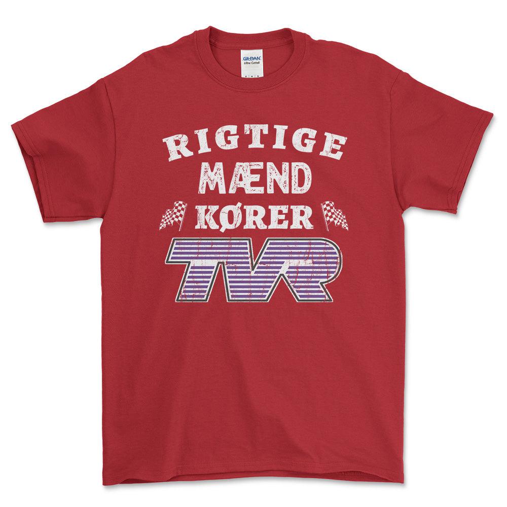 TVR Rigtige Mænd Kører - Unisex T-Shirt , Bomuld-Beklædning-TVR-Rød-S-Forside-Garage Culture Shop- garage - man cave - merchandise