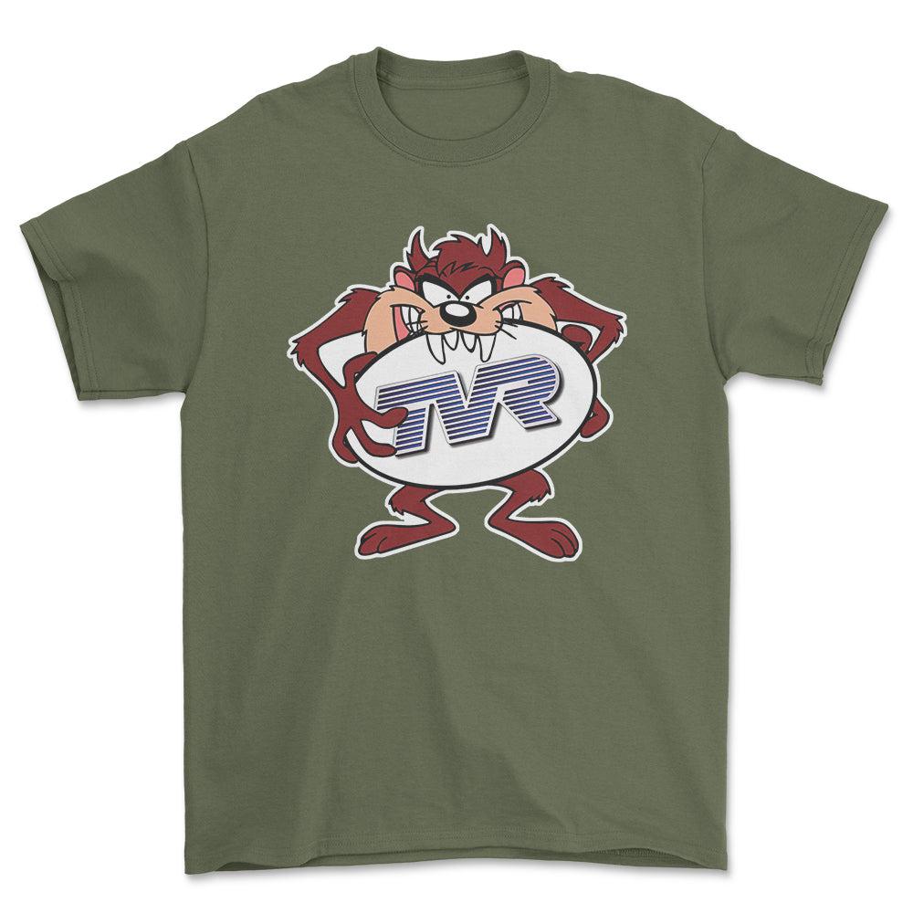 TVR TAZ Unisex T-Shirt , Bomuld-Beklædning-TVR-Grøn Militær-S-Forside-Garage Culture Shop- garage - man cave - merchandise