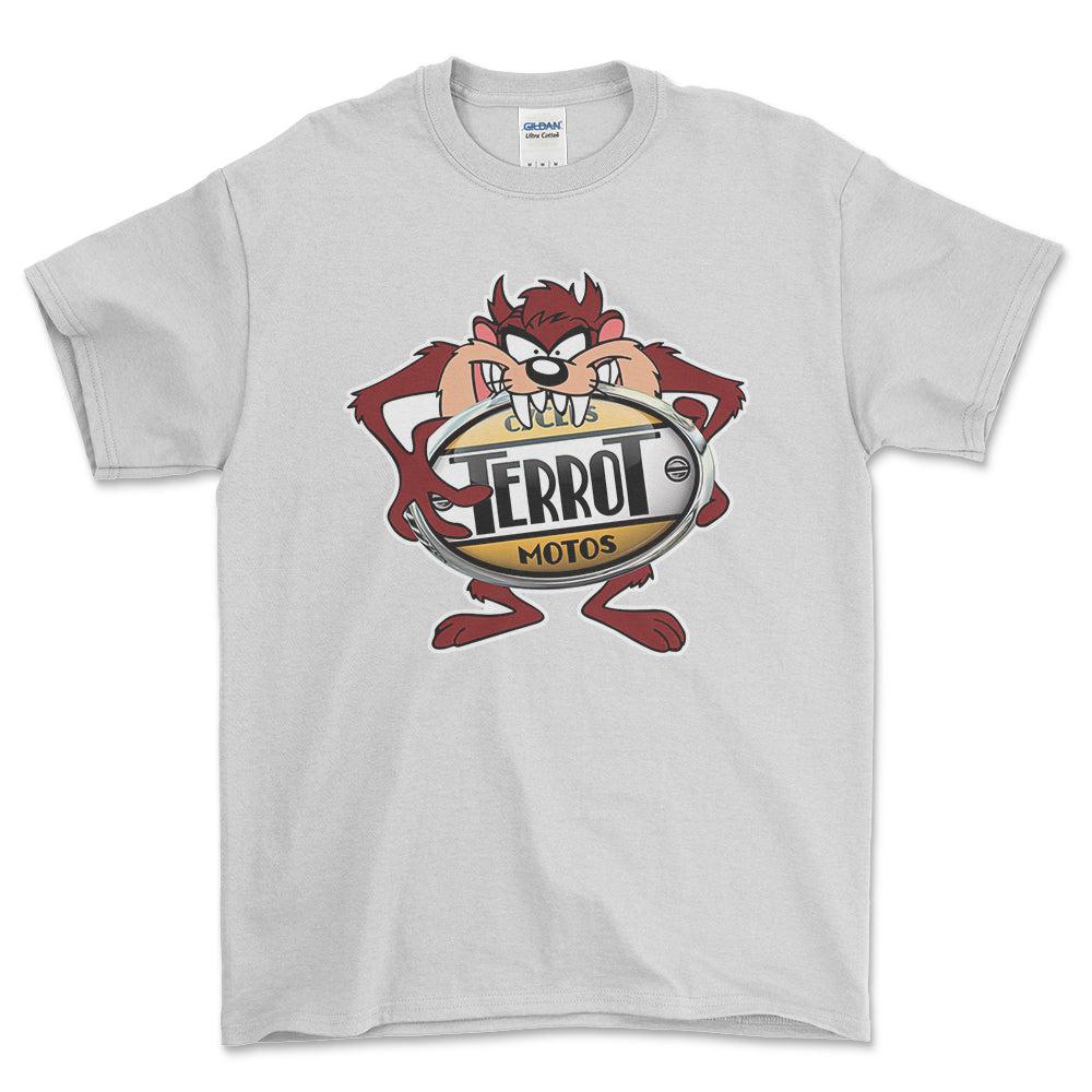 Terrot TAZ Unisex T-Shirt , Bomuld-Beklædning-Terrot-Hvid-S-Forside-Garage Culture Shop- garage - man cave - merchandise