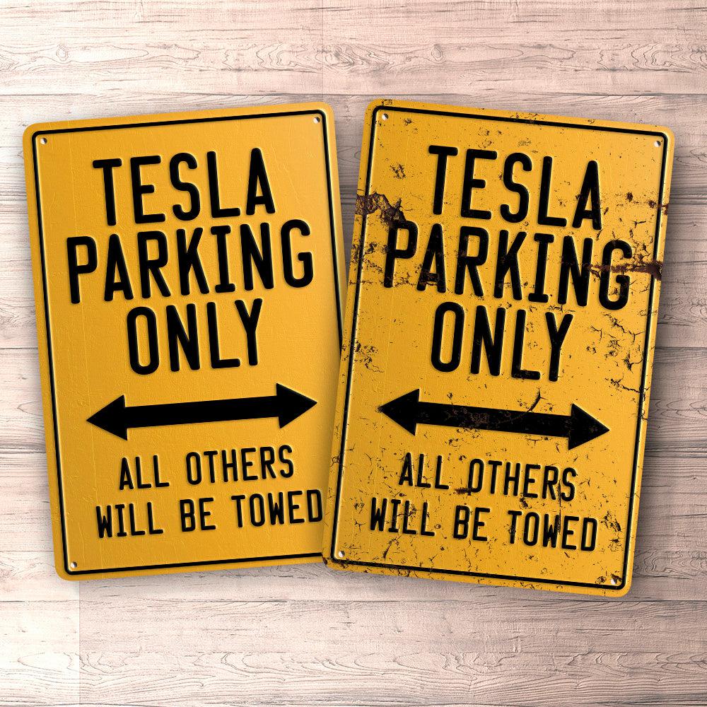 Tesla Parking Only Skilte, Musemåtte, Dørmåtte , Plakat-Parking skilte-Tesla-Garage Culture Shop- garage - man cave - merchandise