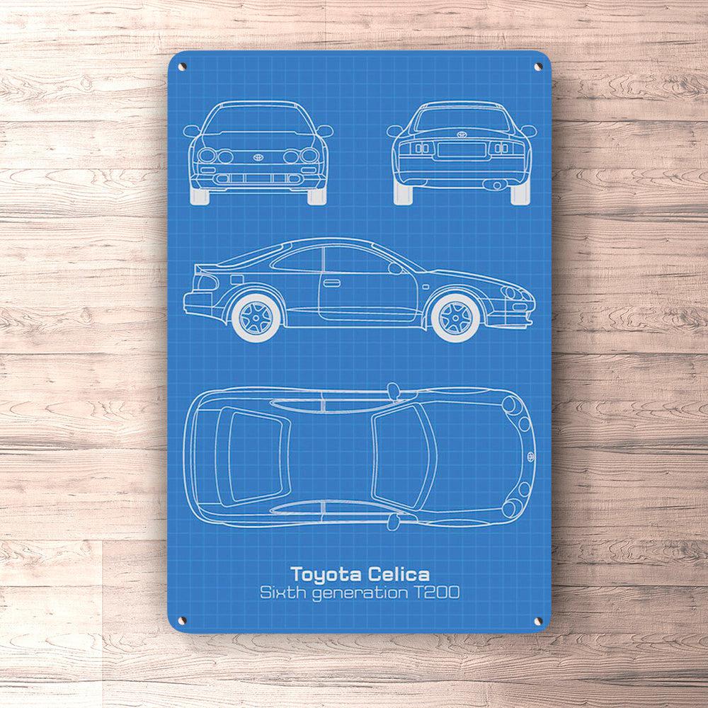 Toyota Celica T200 6 Gen Blueprint Skilte, Musemåtte, Dørmåtte , Plakat-Blueprint-Toyota-Garage Culture Shop- garage - man cave - merchandise