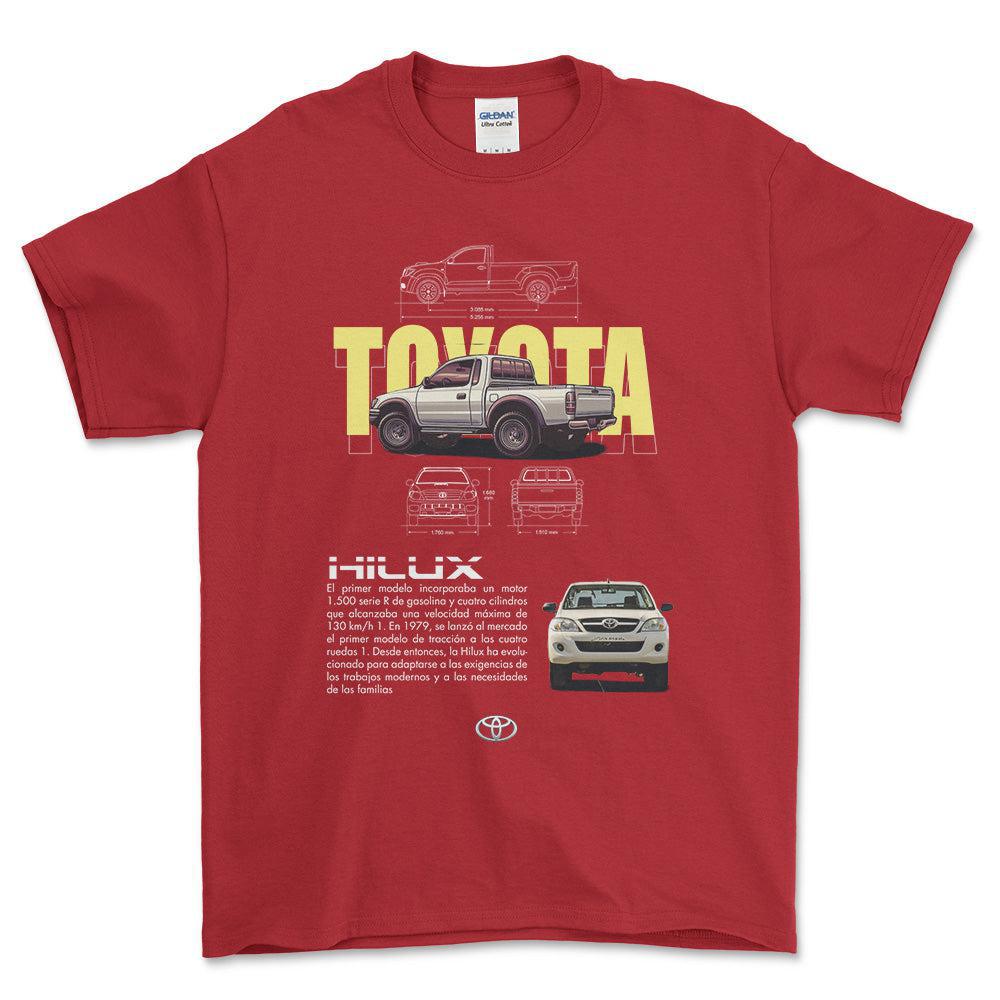 Toyota Hilux - Unisex T-Shirt-Beklædning-Toyota-Rød-S-Forside-Garage Culture Shop- garage - man cave - merchandise