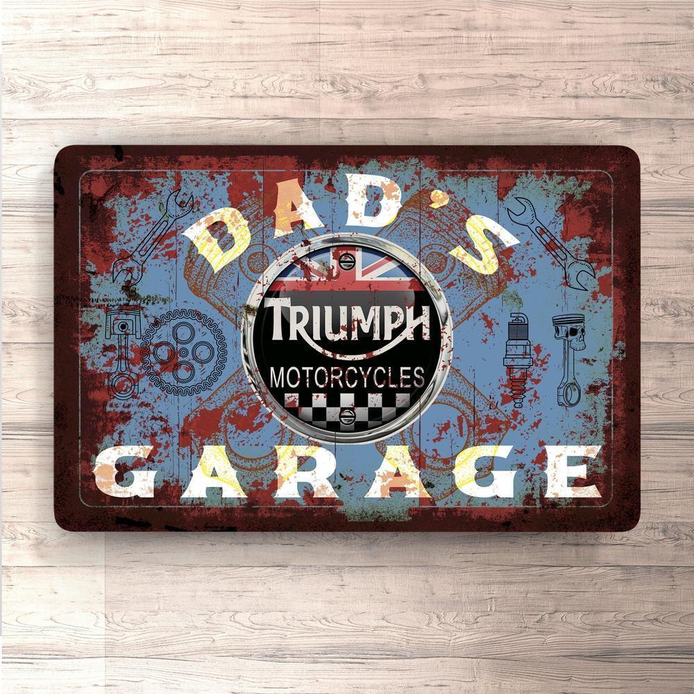 Triumph Dads Garage Vintage Skilte, Musemåtte, Dørmåtte-Skilte-Triumph-Garage Culture Shop- garage - man cave - merchandise