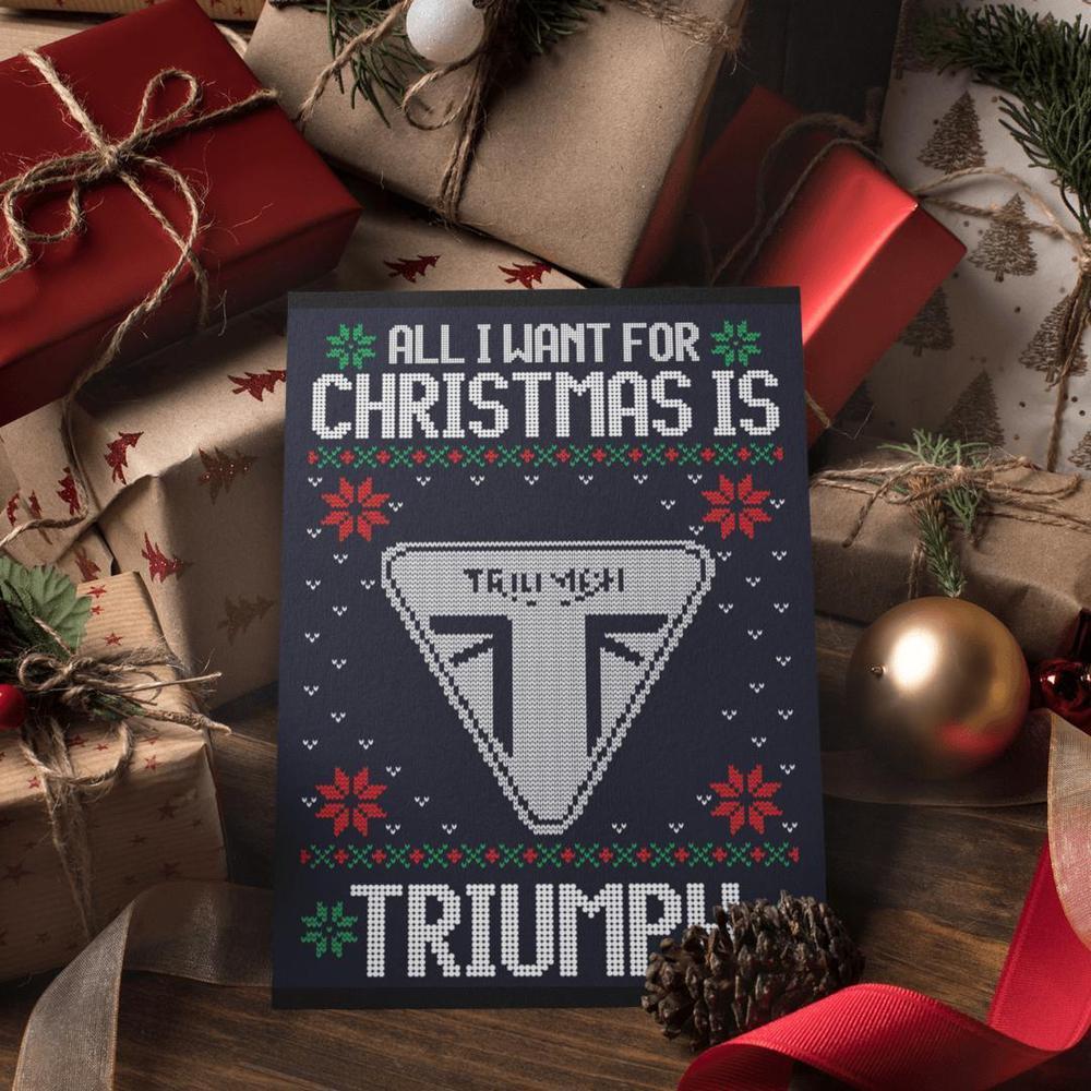 Triumph Juleskilte All I Want For Christmas Is Skilte, Musemåtte, Dørmåtte-Skilte-Triumph-Garage Culture Shop- garage - man cave - merchandise