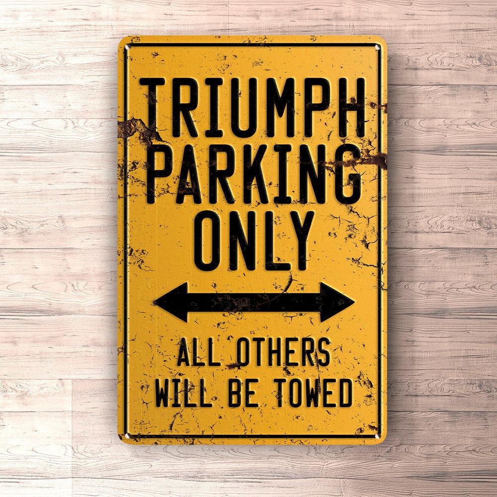 Triumph Parking Only Skilte, Musemåtte, Dørmåtte-Parking skilte-Triumph-Garage Culture Shop- garage - man cave - merchandise