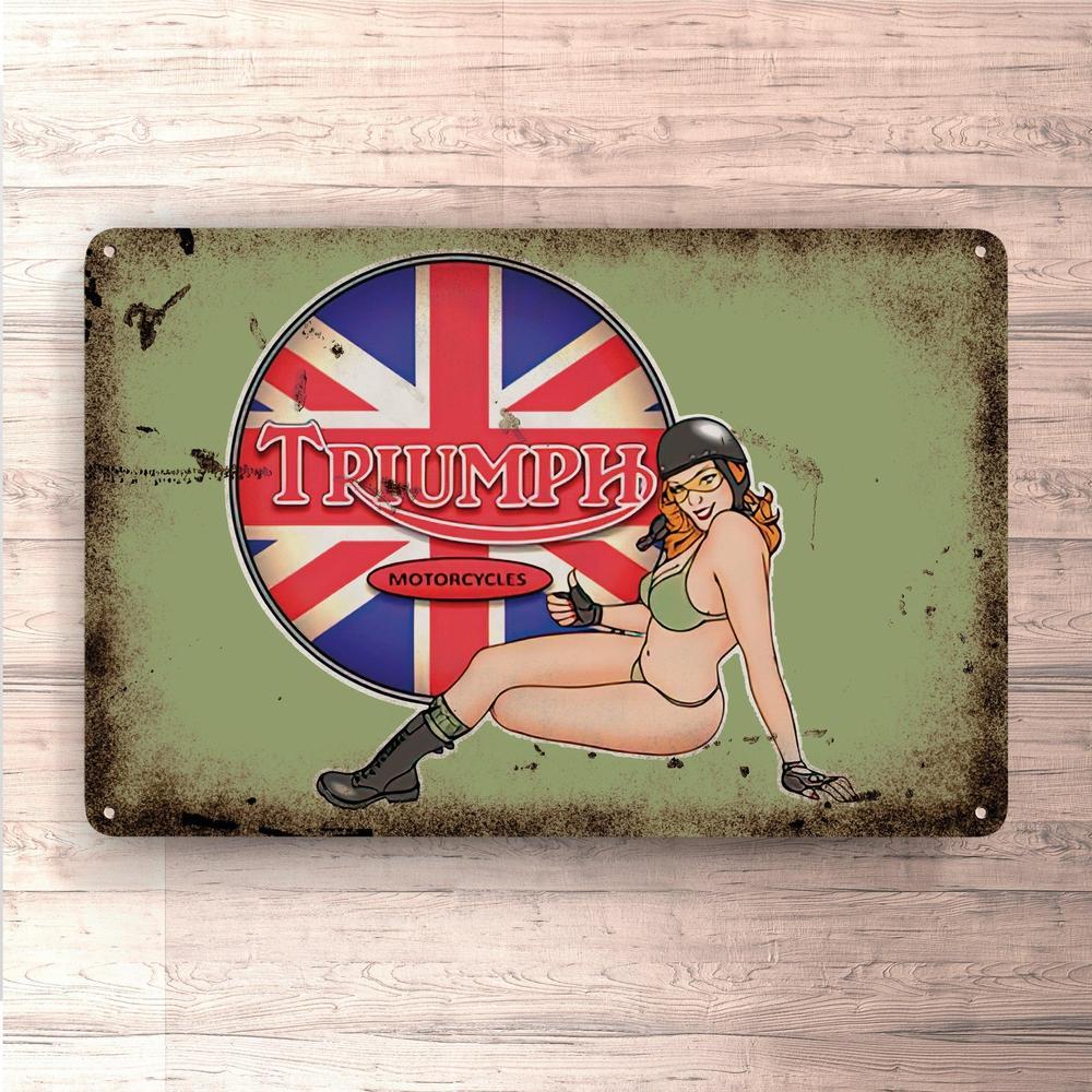 Triumph Pin-Up Vintage Skilte, Musemåtte, Dørmåtte-Skilte-Triumph-Garage Culture Shop- garage - man cave - merchandise