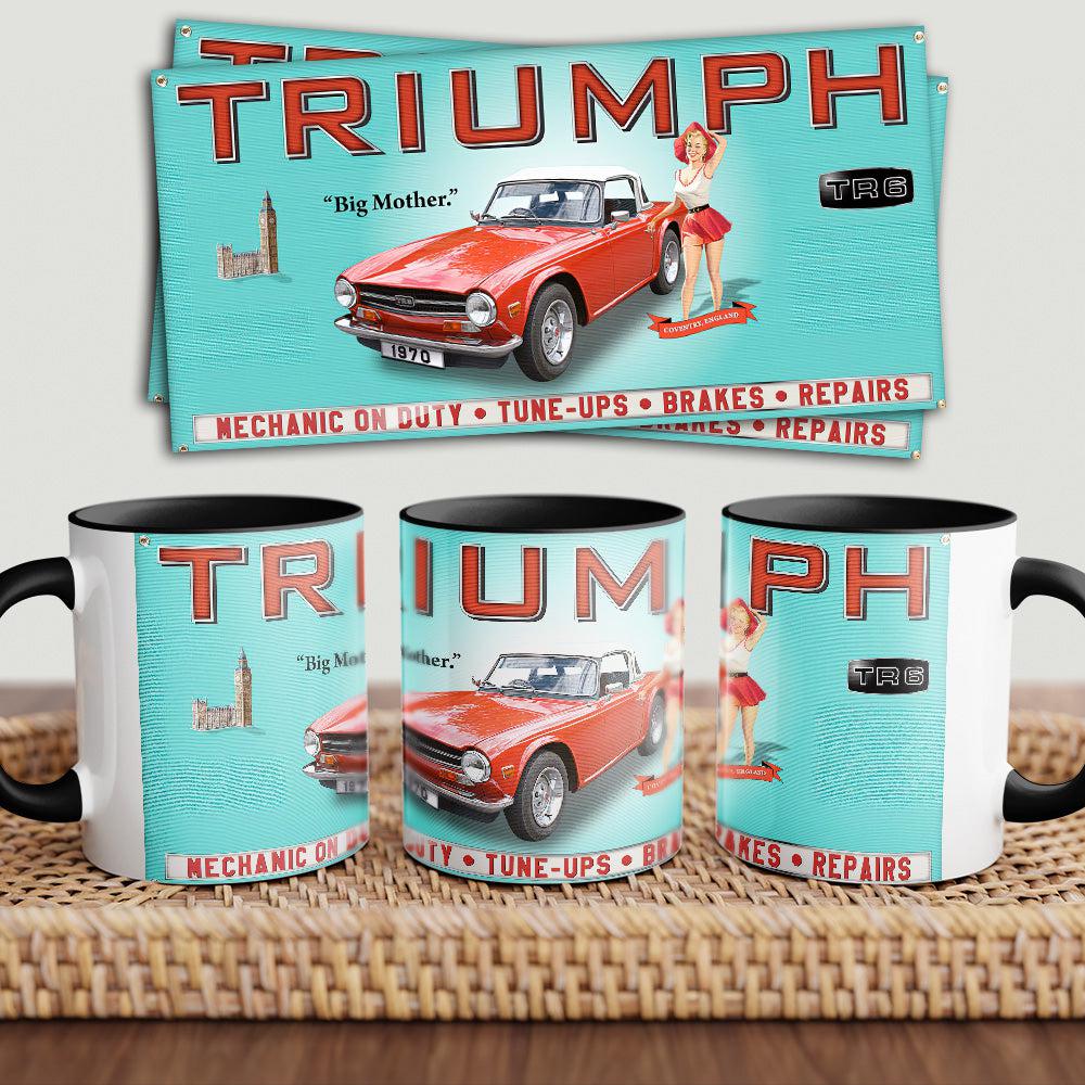 Triumph TR6 "To Toner" Vintage Keramisk Krus-Krus-Triumph-Garage Culture Shop- garage - man cave - merchandise