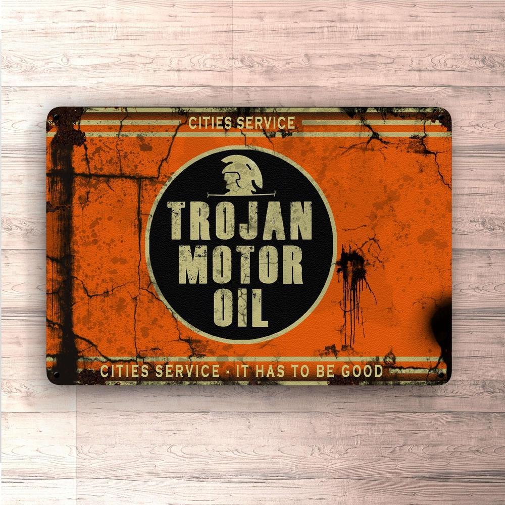 Trojan Motorolie Skilte, Musemåtte, Dørmåtte-Skilte-Motoroil-Garage Culture Shop- garage - man cave - merchandise